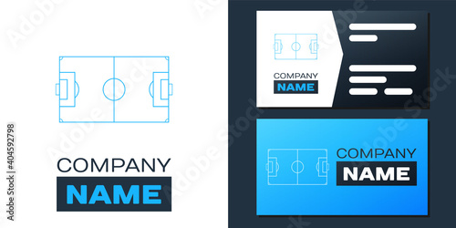 Logotype Football field or soccer field icon isolated on white background. Logo design template element. Vector.