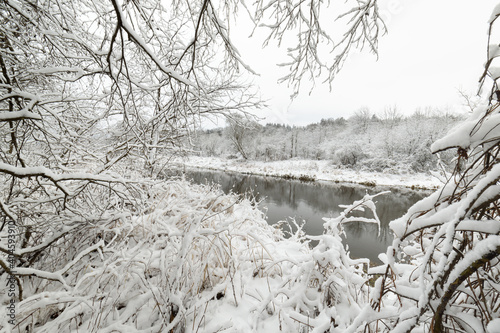 Wonderful cold winter morning in Lithuania. photo