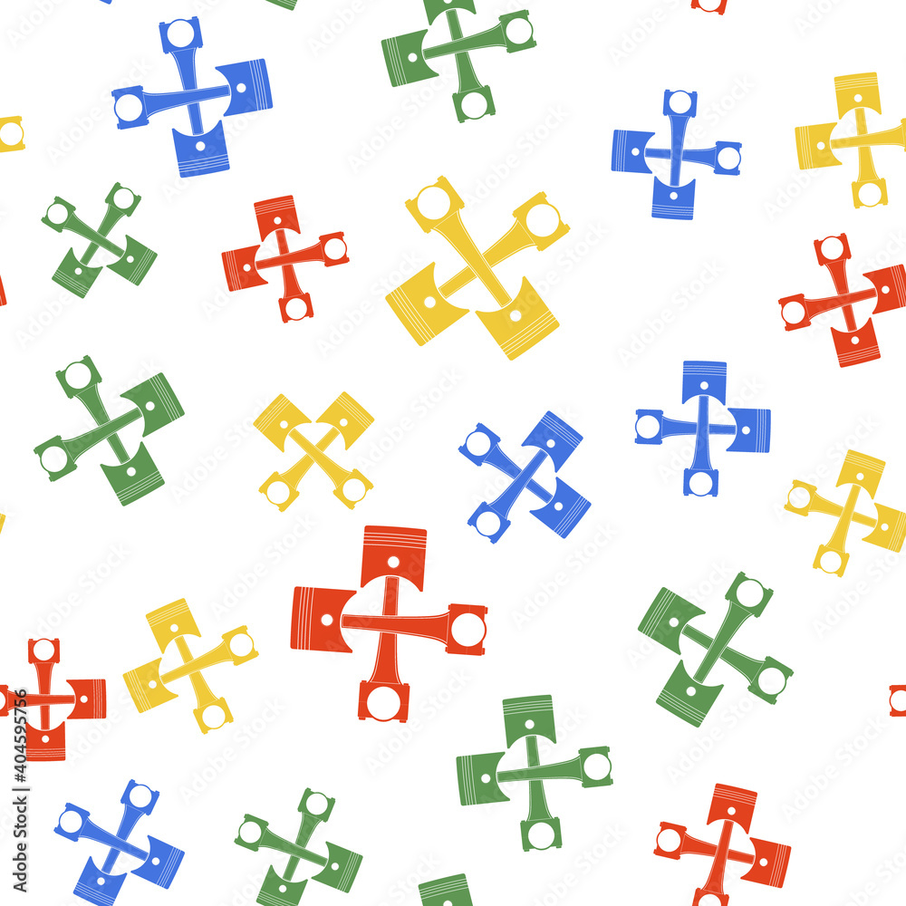 Color Two crossed engine pistons icon isolated seamless pattern on white background. Vector. Color Two crossed engine pistons icon isolated seamless pattern on white background. Vector.