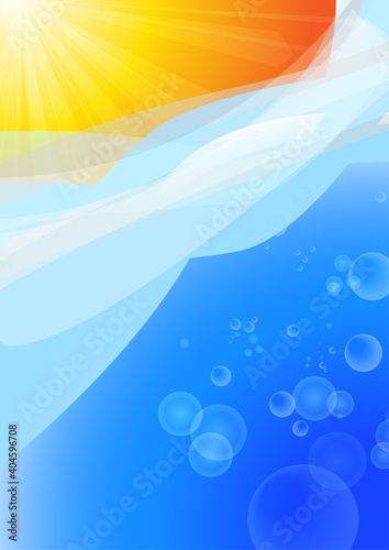 Vector   Sunshine and water with bubble background