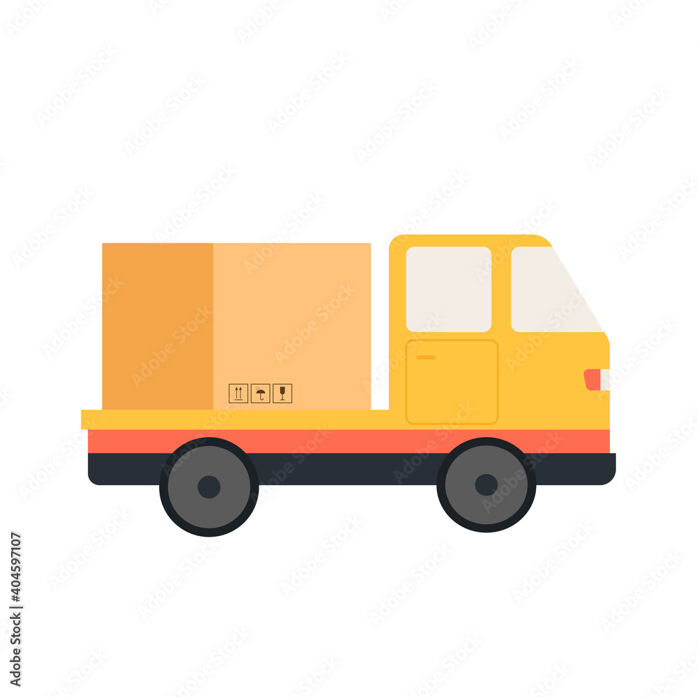 Delivery vehicles. box cartoon vector. free space for text. shopping online.
