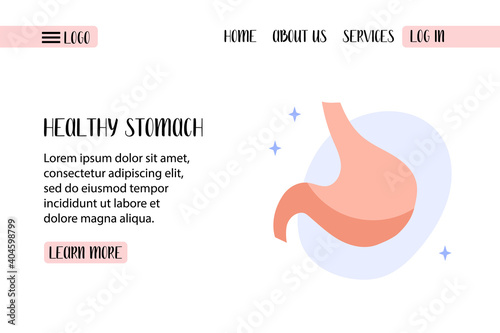 Human stomach. Gastroenterology. Diagnostics of the digestive system. Vector flat illustration. Perfect for banner, landing page