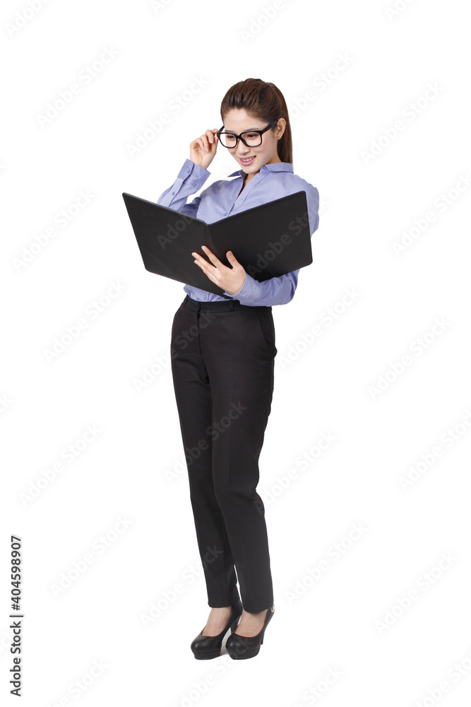 A young Business woman holding a portfolio A young Business woman holding a portfolio