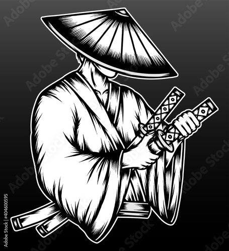 Vintage samurai ronin illustration