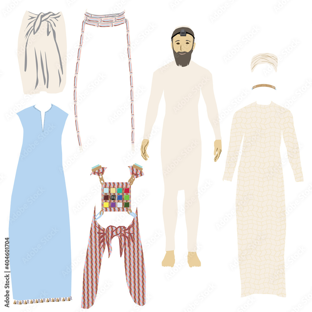 The eight garments of the jewish high priest in the temple in jerusalem