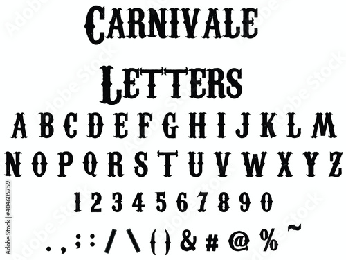 carnival alphabet letters, vector illustration