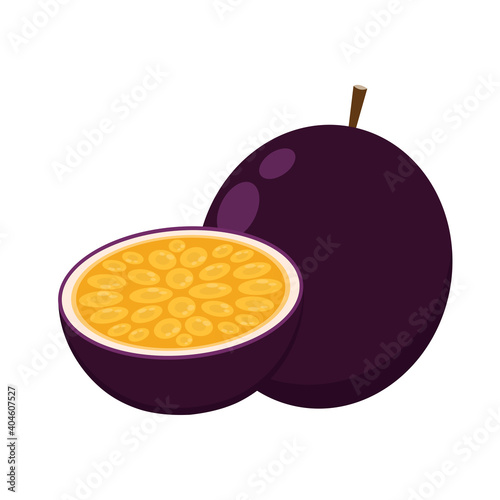 Passion fruit on white background. Passion fruit vector.
