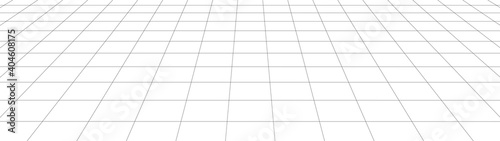 Vector grid. Perspective tile of lines. Detailed vector illustration.