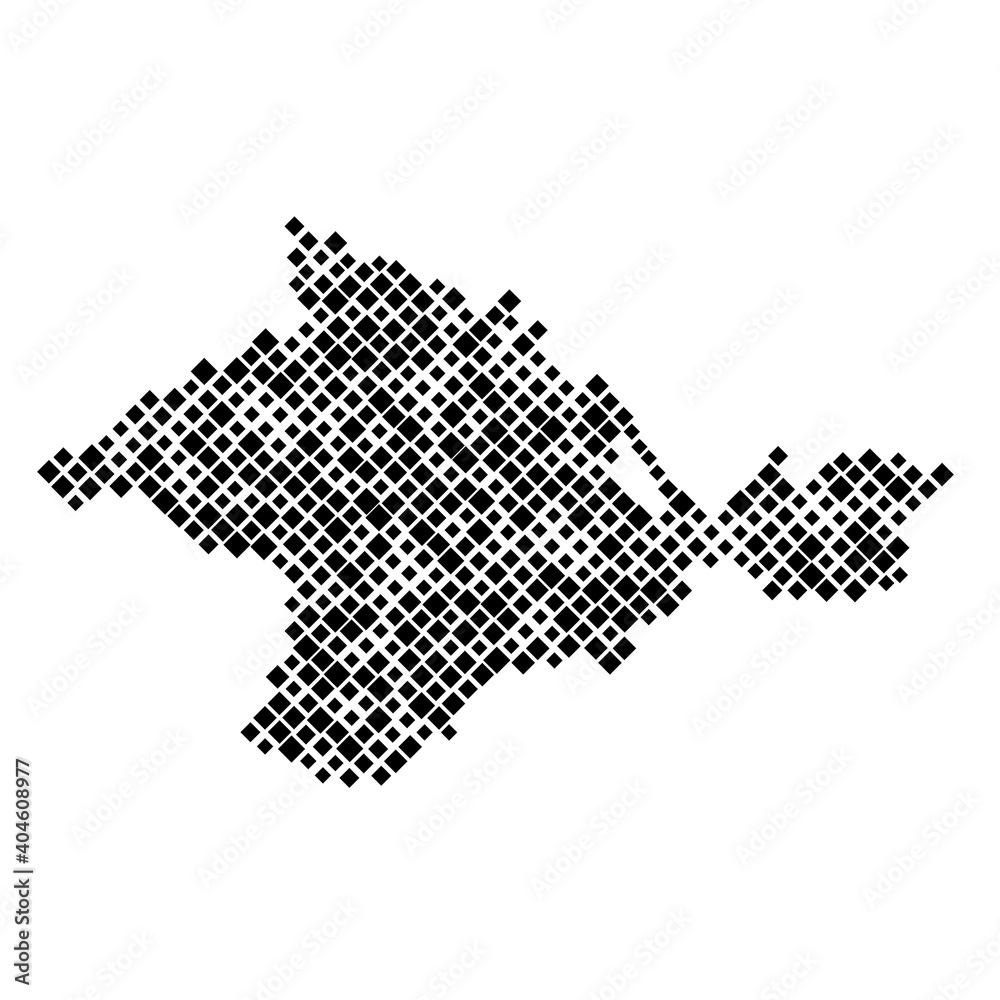 Crimea map from pattern of black rhombuses of different sizes. Vector illustration.