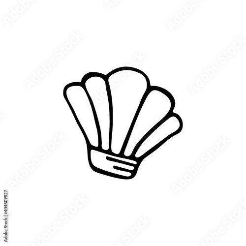 Seashell icon hand drawn on a white background. illustration.