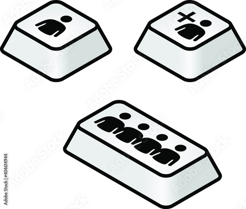 Computer keyboard key caps: social media people keys.