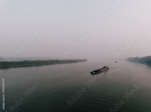 Barge in Red River in Hanoi