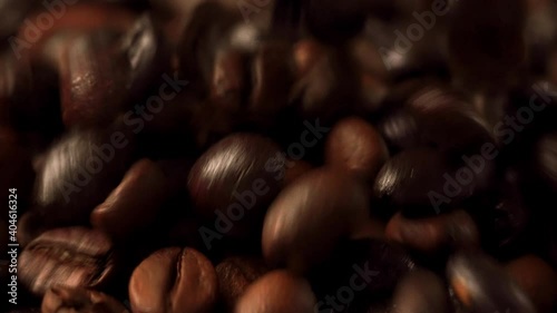 b roll close up falling coffee beans slow motion