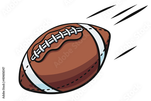 A leather rugby ball. Flying rugby ball. Vector illustration isolated on a white background