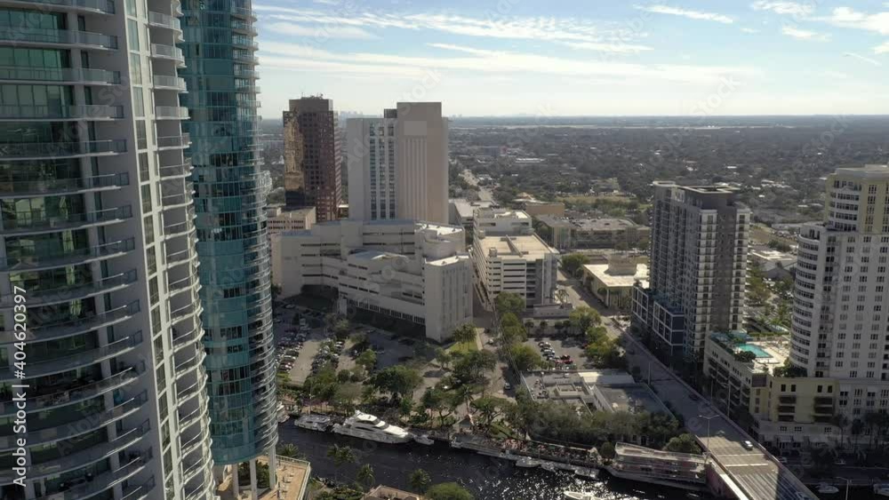 Broward County Jail shot with aerial drone with views of Downtown and river Broward County Jail shot with aerial drone with views of Downtown and river