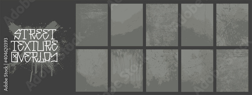 Grunge overlays stamp and urban texture with damage, concrete, splay affect, old and other effects. Vector collection overlay texture with drop ink splashes and Dirty grainy stamp. Vector set