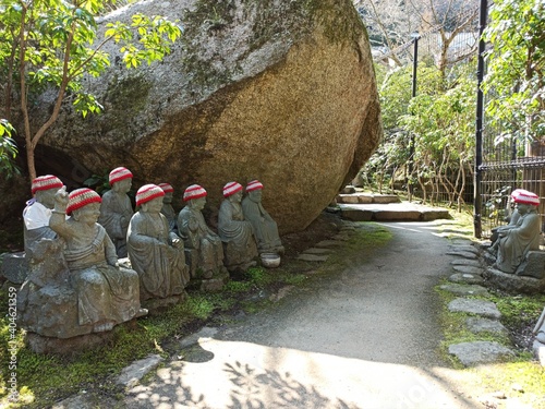 Small Rakan statues of Buddhist monks in Daishoin