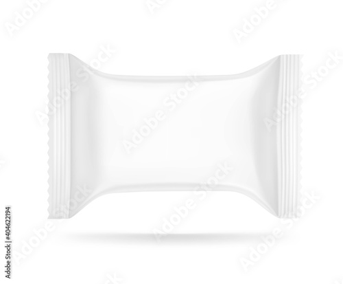 Hight realistic flow packaging mockup. Vector illustration isolated on white background. Can be use for your design, promo, adv and etc. Possibility for food, pharmaceutical, cosmetic. EPS10.	