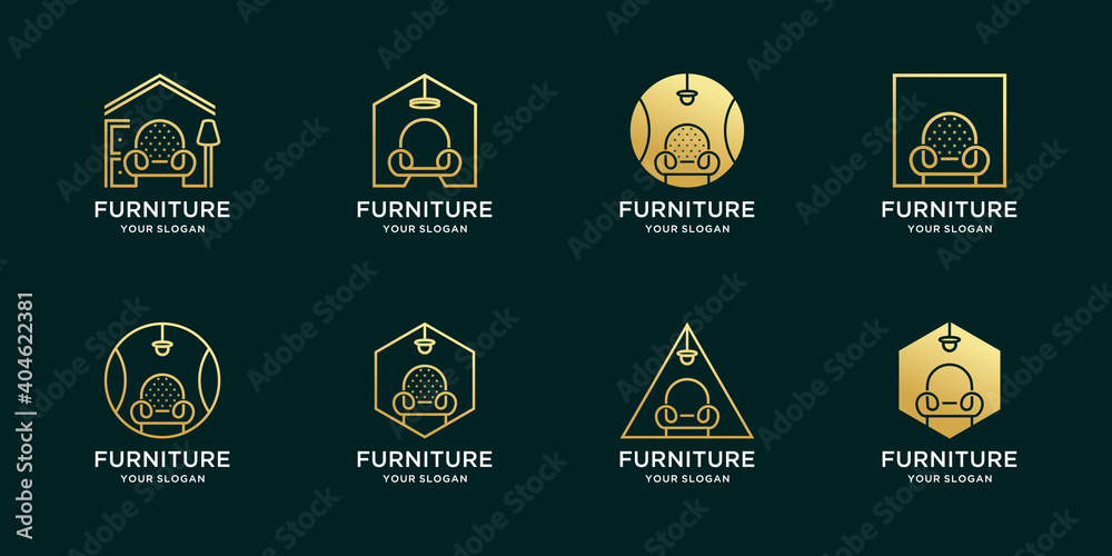 Naklejka premium Minimalist furniture logo collection