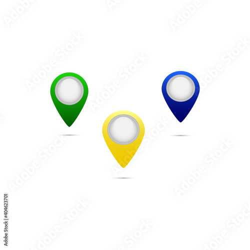 Set of pointers with shadow on a white background, vector illustration	