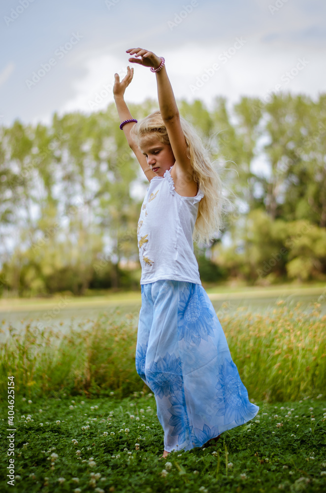 child in the nature having good time dancing wild child in the nature having good time dancing wild