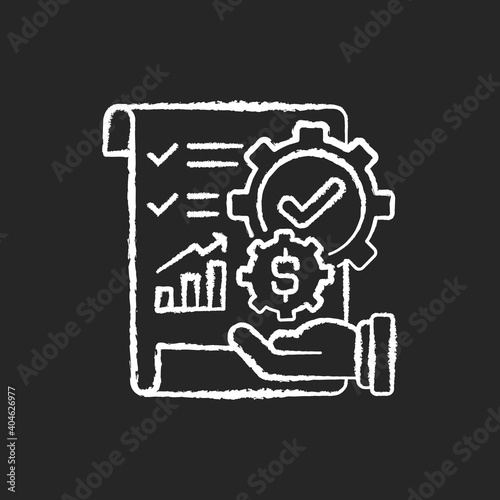 Management accounting chalk white icon on black background. Process of preparing reports about business operations that help managers make decisions. Isolated vector chalkboard illustration