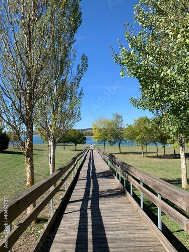 wooden bridge over the river