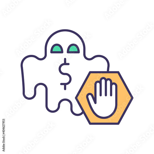 Ghost asset RGB color icon. Physically missing, unusable stock. Problematic asset management system. Budgeting improvement. Identifying, eliminating non-existent capital. Isolated vector illustration