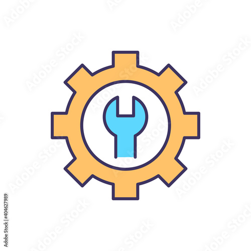 Preventive maintenance RGB color icon. Keeping equipment up and running. Unanticipated equipment failure. Company assets lifespan. Infrastructure asset management. Isolated vector illustration