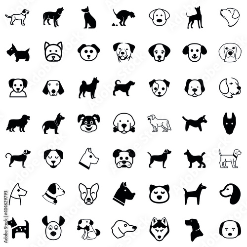 Dog icon set collection. Vector silhouette of dog.