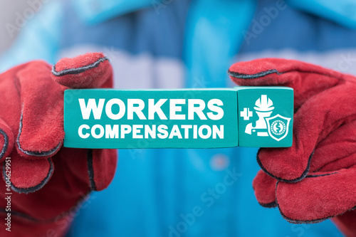 Industry concept of workers compensation. Worker Injury Medical Insurance.
