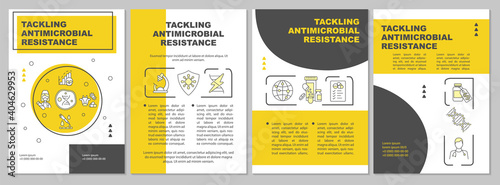 Antimicrobial resistance brochure template. Preventing resistant virus. Flyer, booklet, leaflet print, cover design with linear icons. Vector layouts for magazines, annual reports, advertising posters