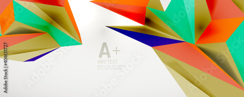 Vector triangle geometric backgrounds. Low poly 3d shape on light backdrop. Vector illustration for covers, banners, flyers and posters and other designs