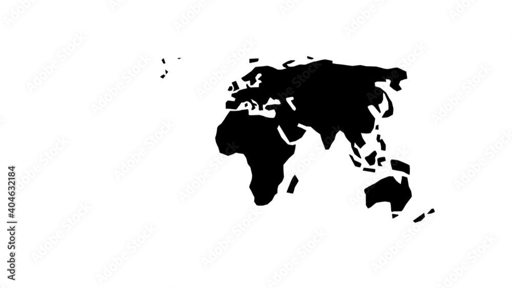 Short animation of globe rotating and then unfolding to form a map view.Alpha matte