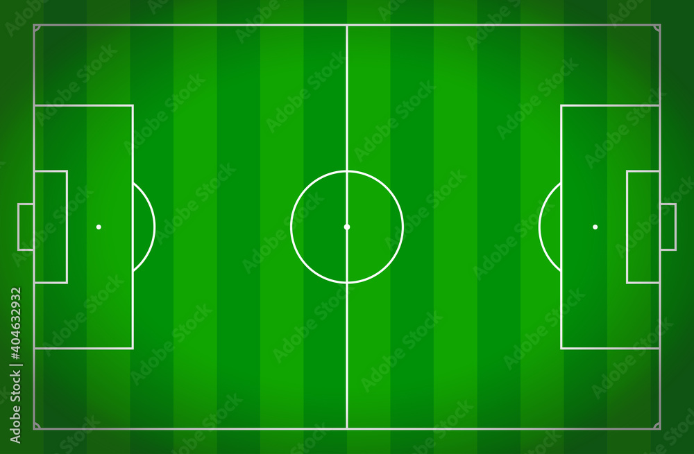 top view of standard size layout empty sport soccer field vector graphic illustration. Team sports recreation competition background top view of standard size layout empty sport soccer field vector graphic illustration. Team sports recreation competition background