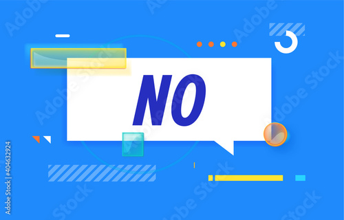 NO in design banner. vector template for web, print, presentation . Simple banner with minimal phrase. Trendy flat geometric print. Creative vector stock decoration.