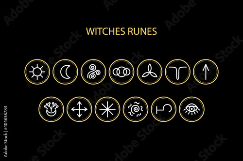 Witches runes vector icons