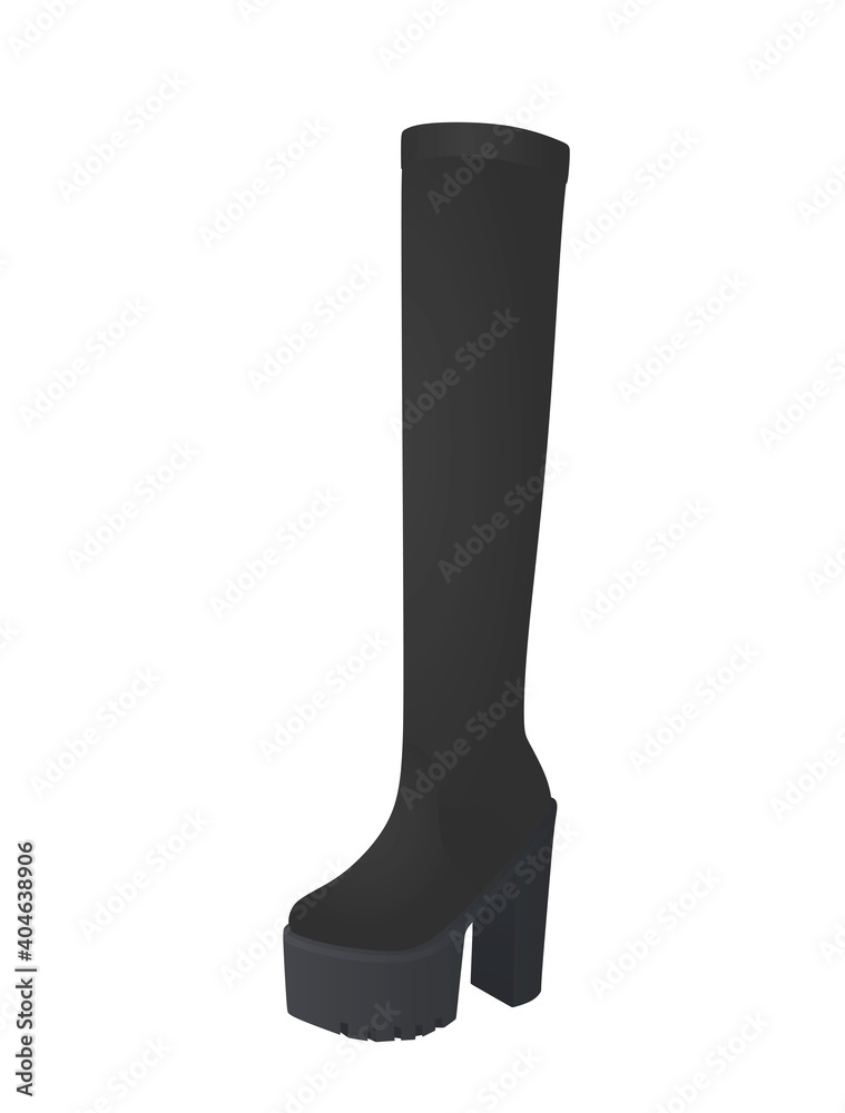 Grey long boot. high heel. vector illustration Grey long boot. high heel. vector illustration