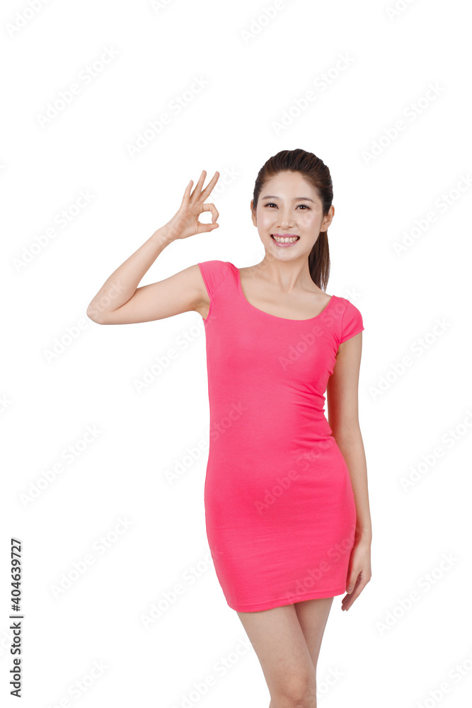 A Young woman in pink dress portrait