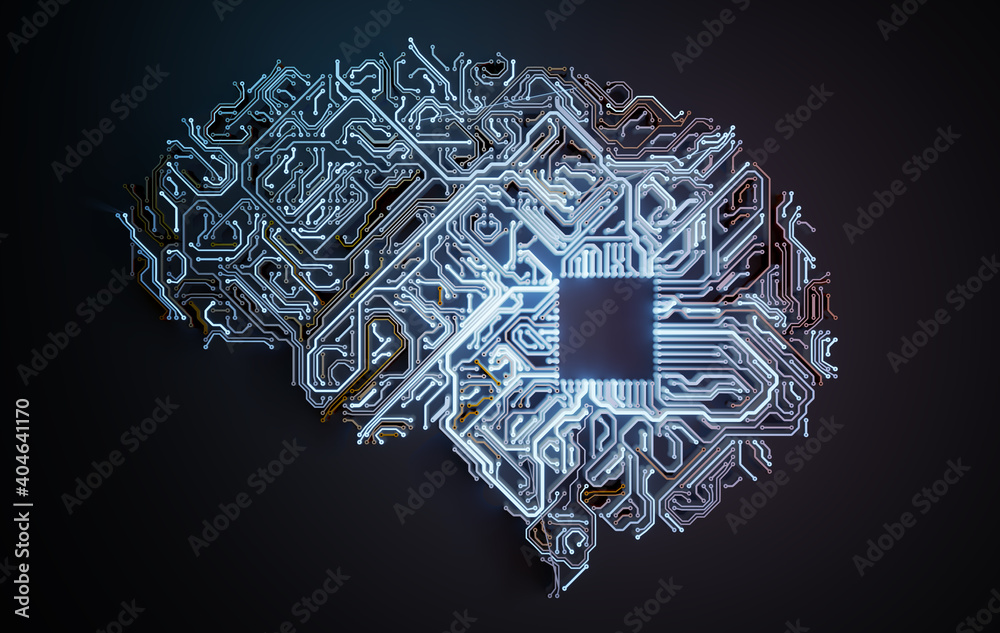 Artificial intelligence concept. Electronic circuit of brain shape. Artificial intelligence concept. Electronic circuit of brain shape.