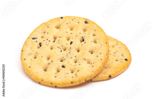 Sesame and Poppy Seed Crackers on a White Background