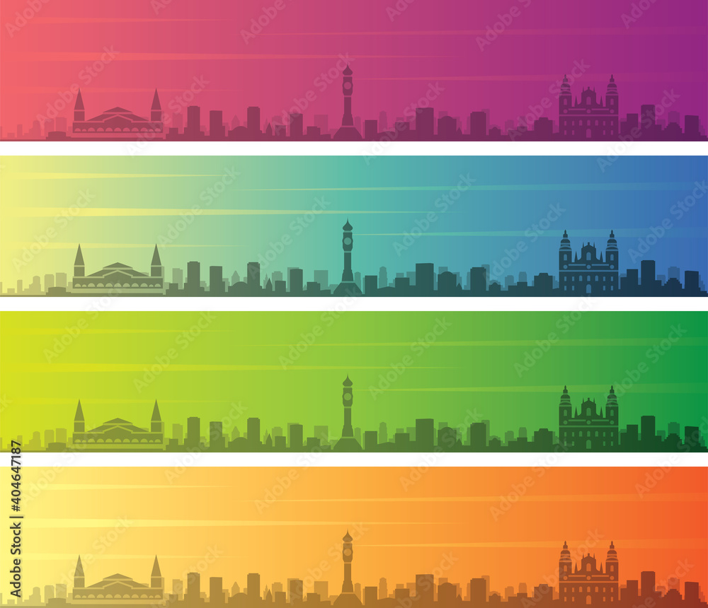 Belem Multiple Color Gradient Skyline Banner