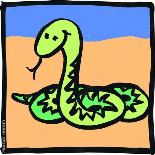 snake viper original simple hand drawing converted to vector and colored