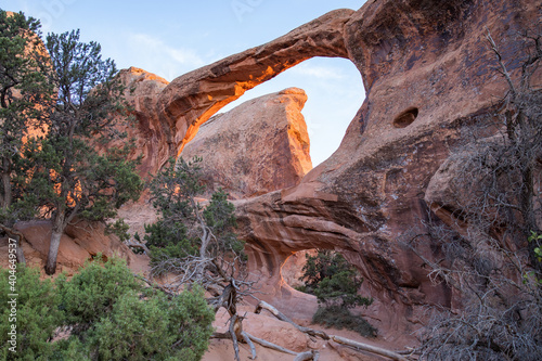 sunset over double arch