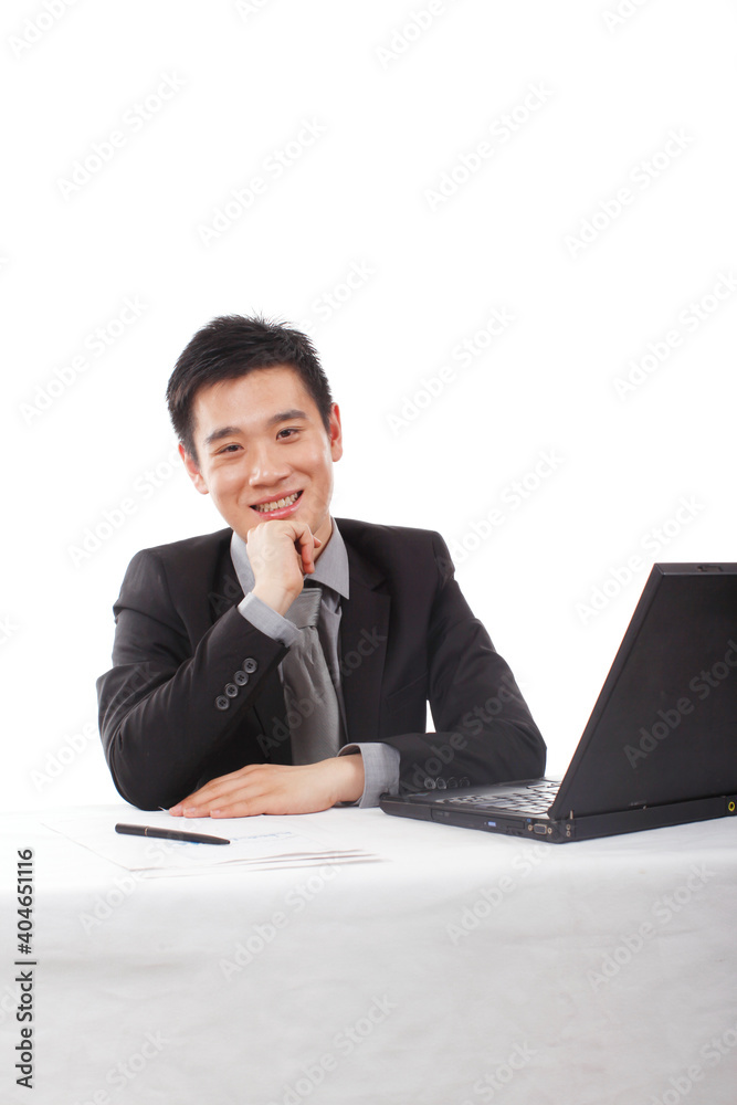 Asian young Business man using Laptop Compute Asian young Business man using Laptop Compute