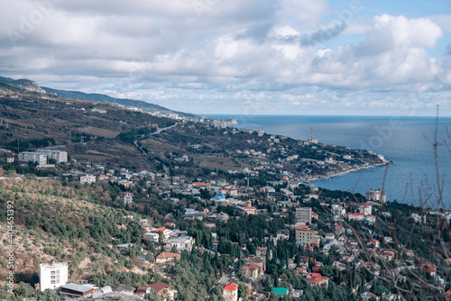 aerial view of Crimea coastline near Yalta in winter © Ksu