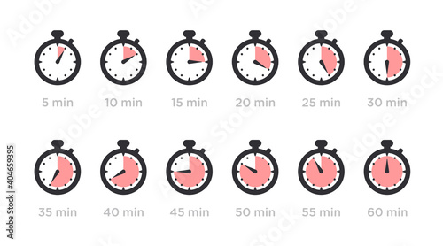 Stopwatch icon. Stopwatch. Vector timer. Measurement icon. Time clock sign. Watch icon. Vector clock face. Time management. Timer.  Countdown. Alarm clock. Speed measurement. Vector illustration.