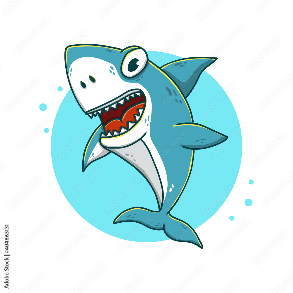 Shark Cartoon Vector Illustration. Whale Mascot Logo. Ocean Animal Symbol  Icon Character Element. Cute Fish Wildlife Marine Drawing Template Stock  Vector | Adobe Stock