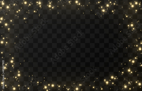 Vector magic glow. Sparkling light, sparkling dust png. Magic dust in the form of a frame. Glittering fairy dust. Christmas light.