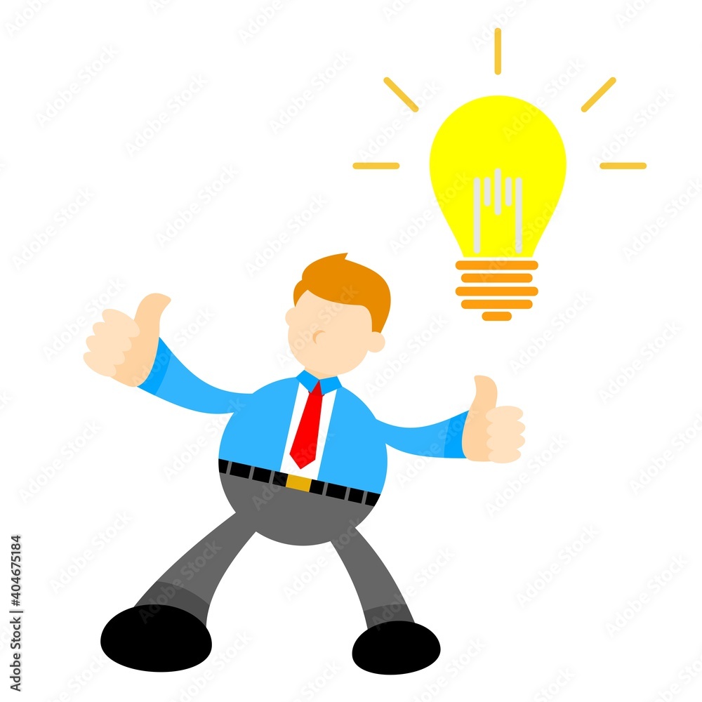 businessman and lamp light idea cartoon doodle flat design style vector illustration businessman and lamp light idea cartoon doodle flat design style vector illustration